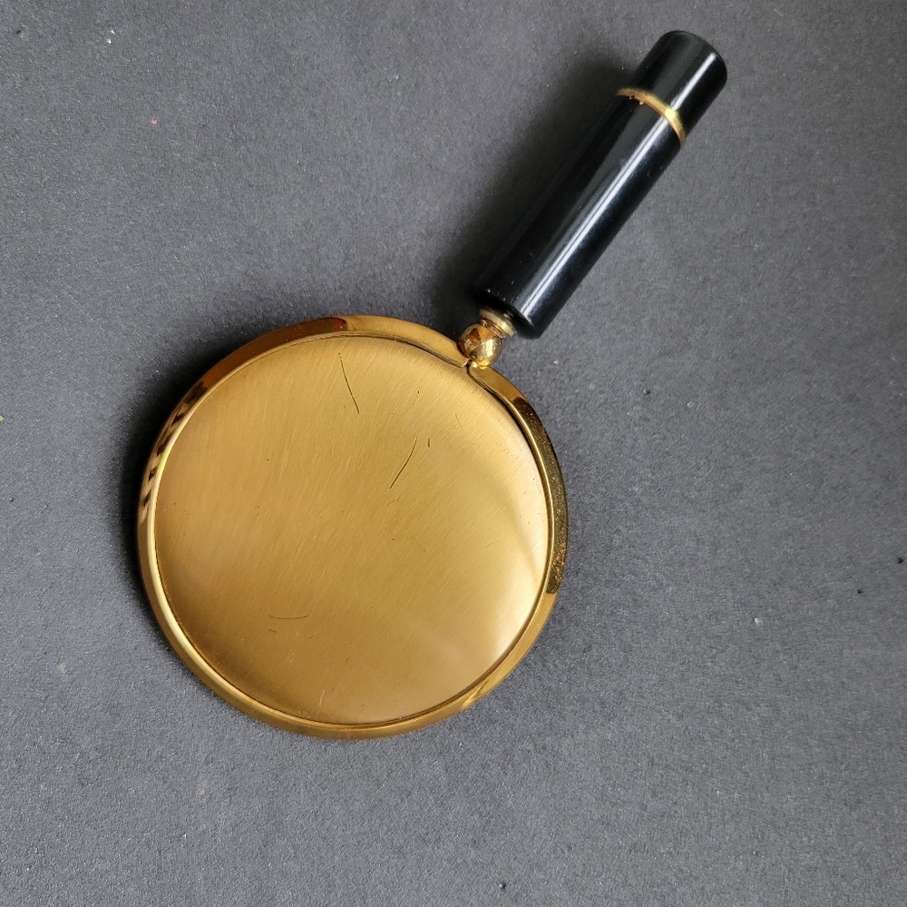 Vintage Schildkraut travel folding mirror with hidden lipstick holder